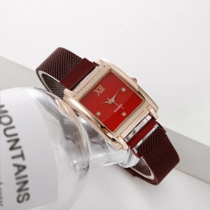 Rectangular Face Magnetic Wrist Watches For Women - Red