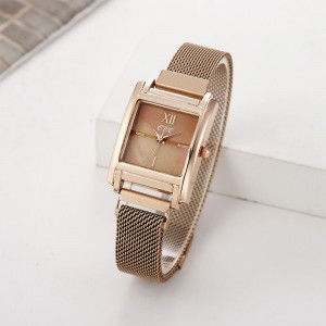 Rectangular Face Magnetic Wrist Watches For Women - Gold