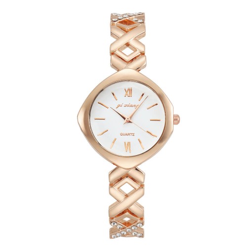 Luxury Round Dial Bracelet Wrist Watch - Rose Gold image
