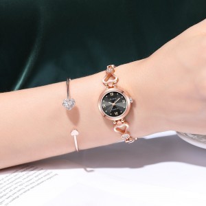 Diamond Encrusted Ladies Quartz Bracelet Watch - Rose Gold