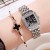 Diamond Studded Women's Quartz Bracelet Watch - Silver