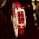 Women's Fashion Rectangular Dial Analog Wrist Watch - Red image