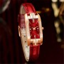 Women's Fashion Rectangular Dial Analog Wrist Watch - Red