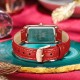 Women's Fashion Rectangular Dial Analog Wrist Watch - Red image