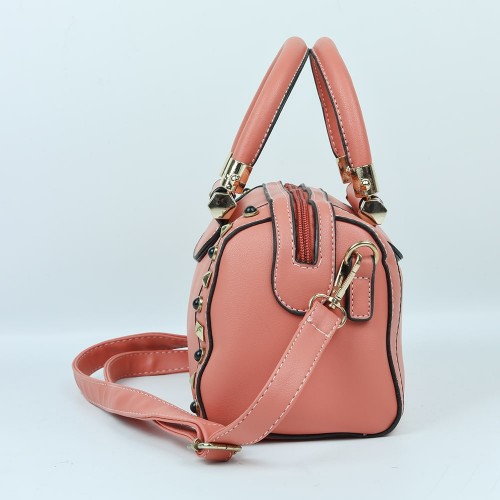 Zipper closure Leather Handbag For Ladies - Orange image