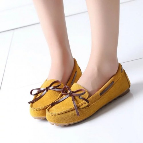Suede Matte Comfortable Loafer Women Flats-Brown image