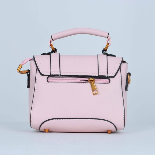 Rivets Fashion Magnetic Closure Women's Leather Shoulder Bag - Pink image