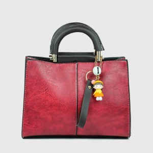 Zip Closure Casual Leather Hand Bag For Women - Red