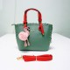 Women's Leather Hand Bag Furry Cartoon Ball - Green image