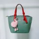 Women's Leather Hand Bag Furry Cartoon Ball - Green image