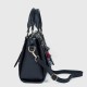 Zipper closure Diamond Stitched Leather Hand Bag For women - Black image