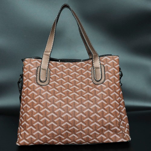 Rotating Closure Synthetic Leather Women's Hand Bag Set - Chocolate image