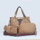 Rotating Closure Synthetic Leather Women's Hand Bag Set - Brown image