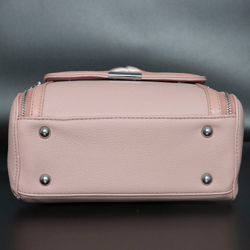 Dual Zipper Magnetic Flap closure women's Shoulder Bag - Pink image