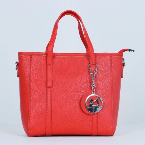 Pendant Fashion Magnetic Closure Women's Synthetic Leather Hand Bag - Red image
