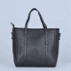 Zipper Closure Women's Plain Style Leather Handbag - Black image