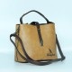 Zipper Closure Leather Shoulder Bag for Women's - Light Brown image