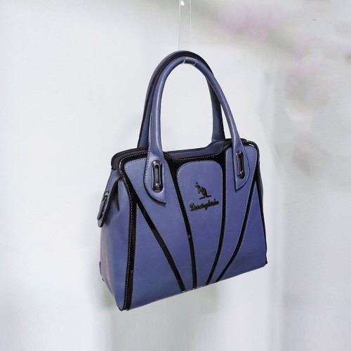 Elegant Dual Strapped Leather Women Hand Bag - Blue image