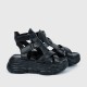 Strapped Style High Wedge Women's Leather Sandals - Black image