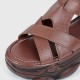 Strapped Style High Wedge Women's Leather Sandals - Brown image