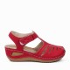 Velcro Closure Round Toe Women's Summer Sandal - Red image