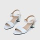 Strap Style Buckle Closure Women's Heel Sandals - White image