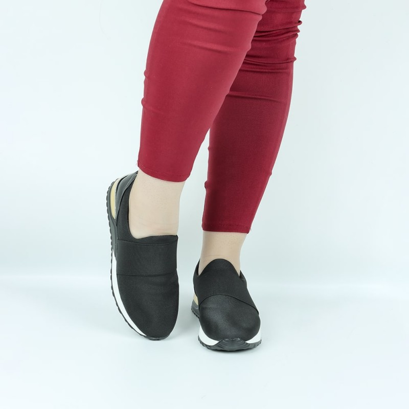 Casual Women’s Plain Vulcanised Platform Elastic Sneakers - Red image