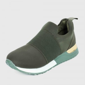 Casual Women’s Plain Vulcanised Platform Elastic Sneakers - Green