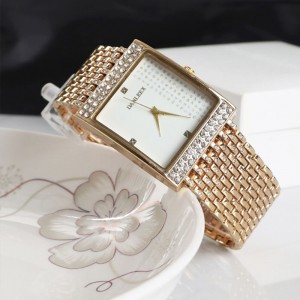 Square Disc Ladies Mesh Strap Bracelet Watch - White