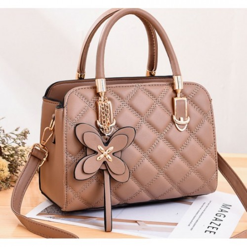 Luxury Style Stitch Flower Hanging Hand Bag - Brown image
