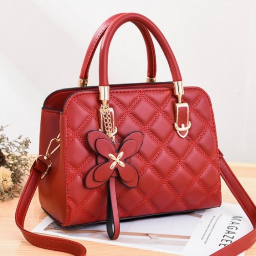 Luxury Style Stitch Flower Hanging Hand Bag-Red image