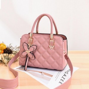 Luxury Style Stitch Flower Hanging Hand Bag - Pink