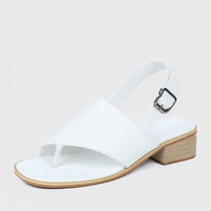 PU Leather Open Toe Ankle Strap Closure Women's Heels - White