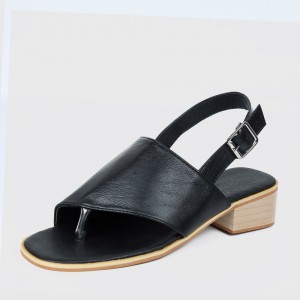 PU Leather Open Toe Ankle Strap Closure Women's Heels - Black
