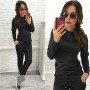 Women's Fashion Slim Fit Pullover Tracksuit - Black