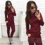 Women's Fashion Slim Fit Pullover Tracksuit - Red