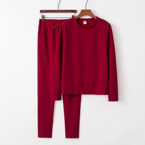 Women's Fashion Slim Fit Pullover Tracksuit - Red image