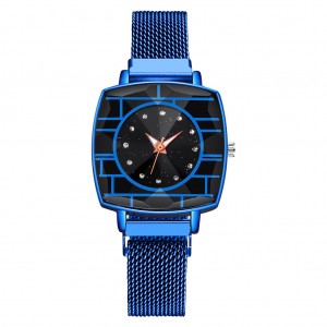 Mesh Style Magnetic Closure Women's Wrist Watch - Blue