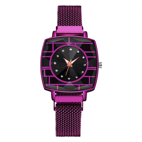 Mesh Style Magnetic Closure Women's Wrist Watch - Black image