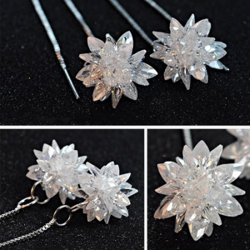 Women's Fashion Sterling Silver Ice Flower Earrings image