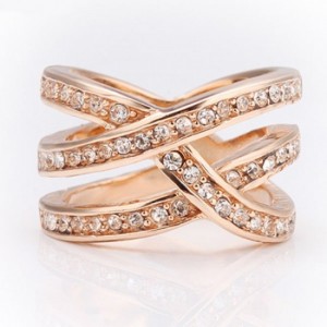Diamond Wrap Cross Rose Gold Ring for Women - RG