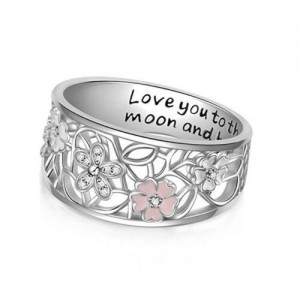 Women's Hollow Breathable Flower Pattern Ring - SIlver