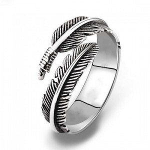 Sterling Silver Feather Design ring for women - Silver
