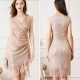 Irregular Tassels Sequined Backless Mini Party Dress - Gold image
