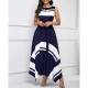 Printed Asymmetric Hem Sleeveless Maxi Dress - Navy Blue image