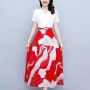 Women Floral Print Tight Mid-Length Dress - Red