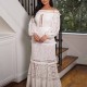 Off The Shoulder Ruffled Hollow Long Dress - White image