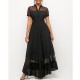 Chiffon Stitching Polka Dot Short Sleeve Dress - Black image