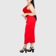 One Shoulder Sleeveless Stitching Sequin Dress - Red image