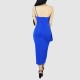 One Shoulder Sleeveless Stitching Sequin Dress - Blue image